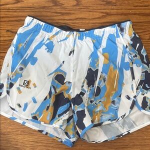 Salomon Women's Athletic Shorts - Blue, White, Gold